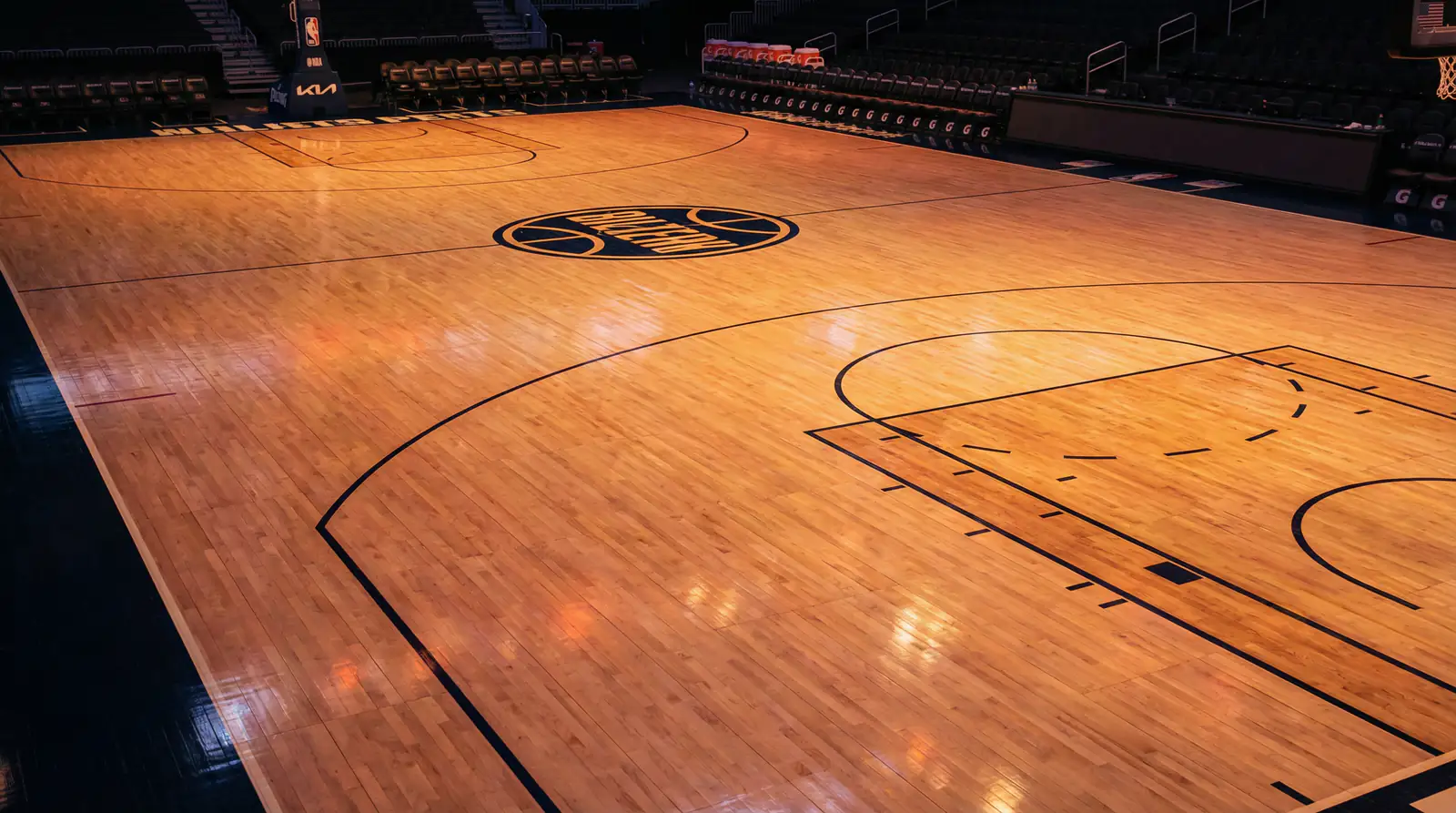 NBA basketball court with statistical overlay representing prop betting analysis